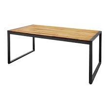 Table industrielle rect. acier/acacia 180x90cm
